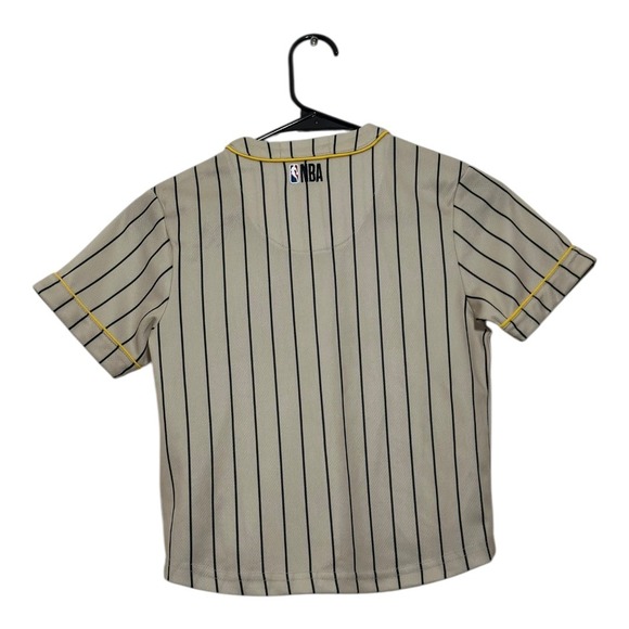 Kids NBA Los Angeles Lakers Baseball Style Jersey Size 2 Pinstripe Yellow Trim - Picture 2 of 8